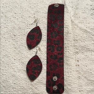 Leopard Print Red and Black Jewelry Set